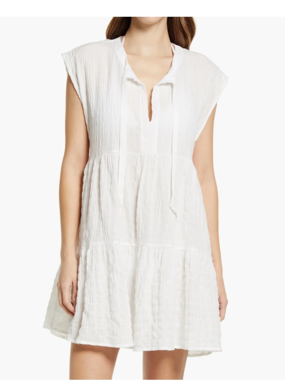 Robin Piccone Fiona Flouncy Cover-Up Dress White - Size Extra Small